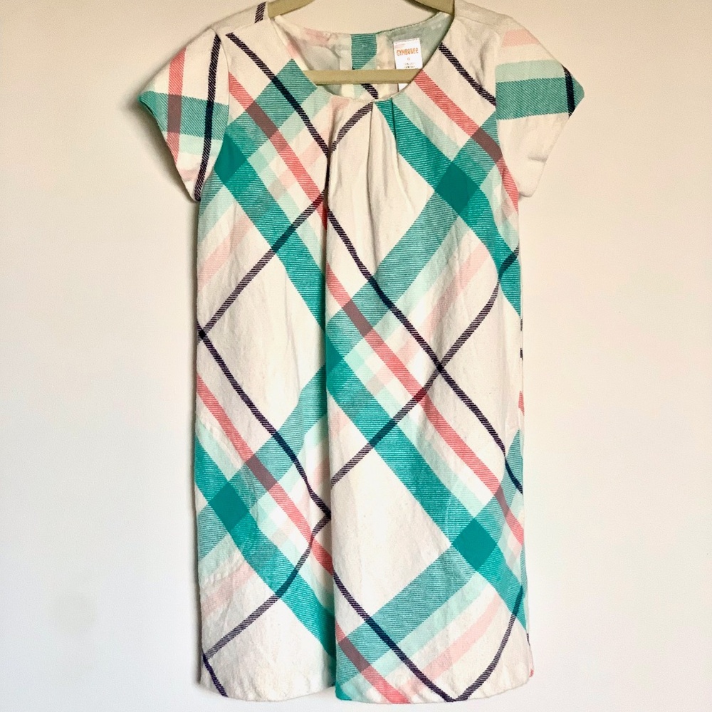 Gymboree Cream Knit Dress with Plaid Pattern SIZE 6